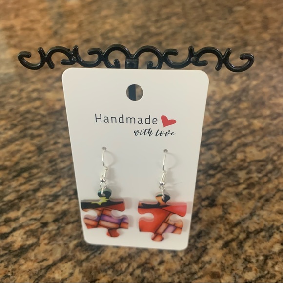 Handmade puzzle earrings - Picture 2 of 10